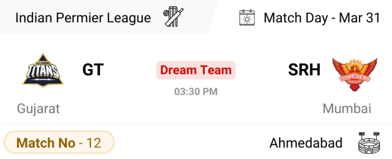 GT vs SRH Dream 11 Prediction