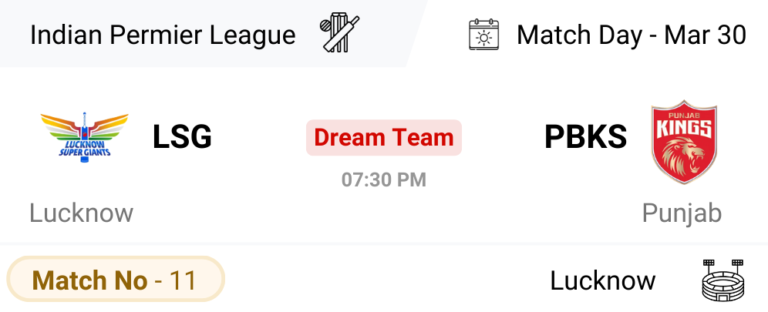 LSG vs PBKS Dream 11 Prediction Today Match 11 IPL 2024, Fantasy Team, Playing 11