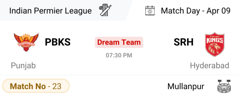 PBKS vs SRH Dream Team Prediction